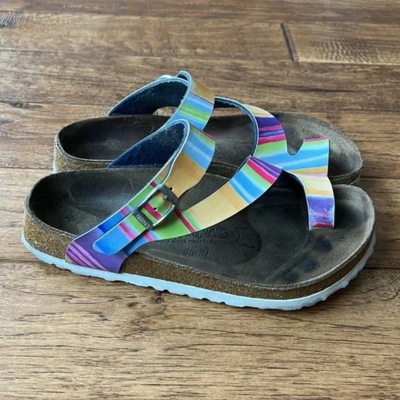 Birkenstock Birki’s Sandals Multicolor Rainbow Stripe Womens Size 5 - Picture 10 of 10